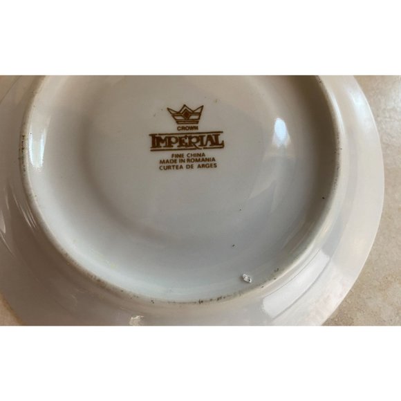 Crown Imperial Fine China Made In Romania Set Of 2 Tea Cups And Saucers - Picture 11 of 11